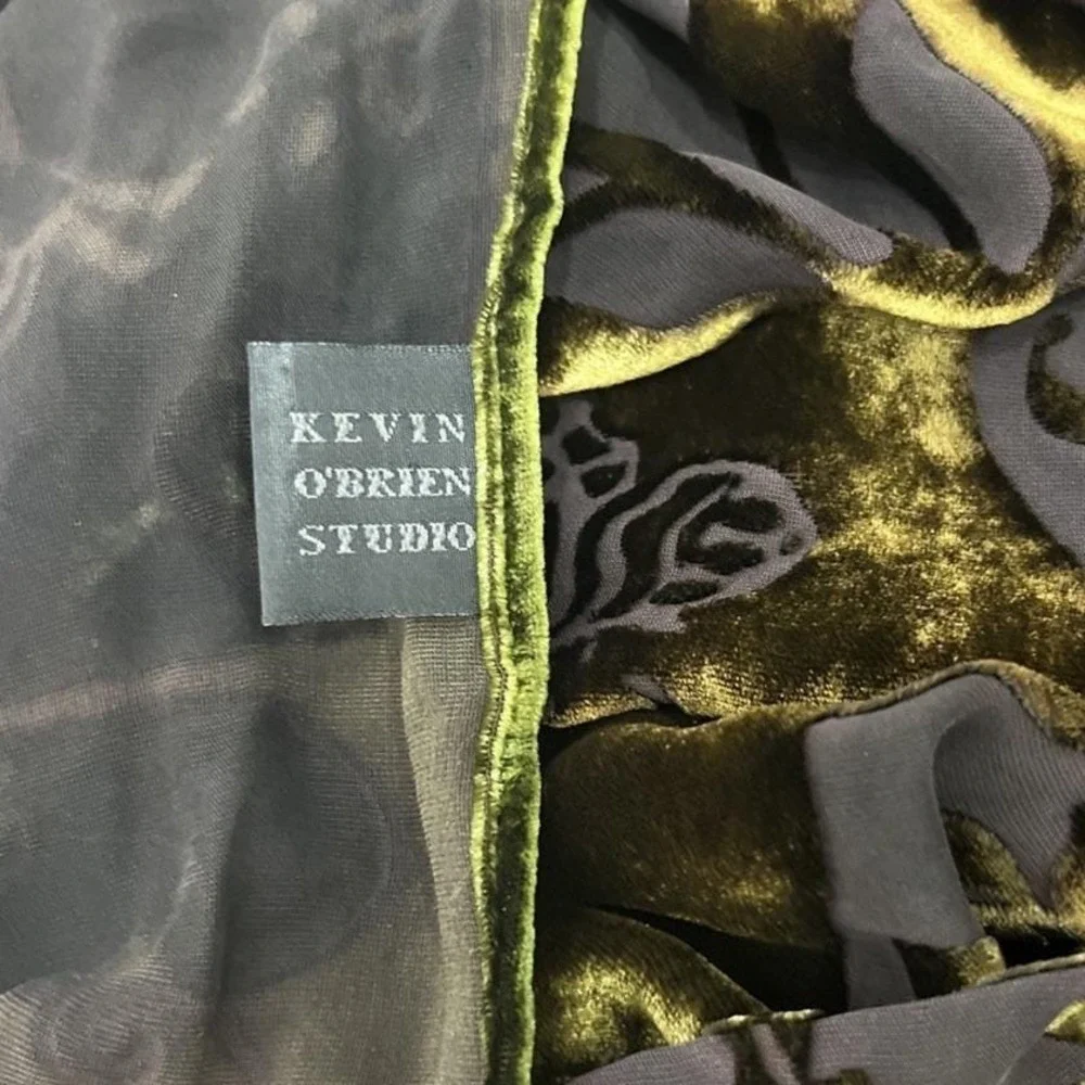 Kevin O'Brien‎ Studio Scarf Wrap Womens OS Green Burnout Silk Velvet Butterfly